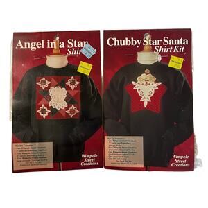 Wimpole Street Creations Shirt Kits Christmas Craft Santa & Angel Lot of 2 Vtg